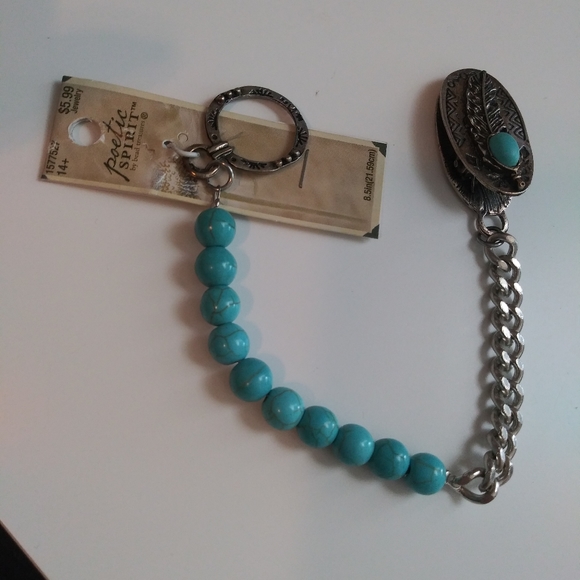 Turquoise bead clip bracelet - Picture 3 of 4